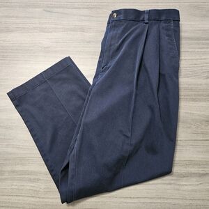 Roundtree & Yorke Classic Fit Mens Navy Blue Slacks 38 x 29